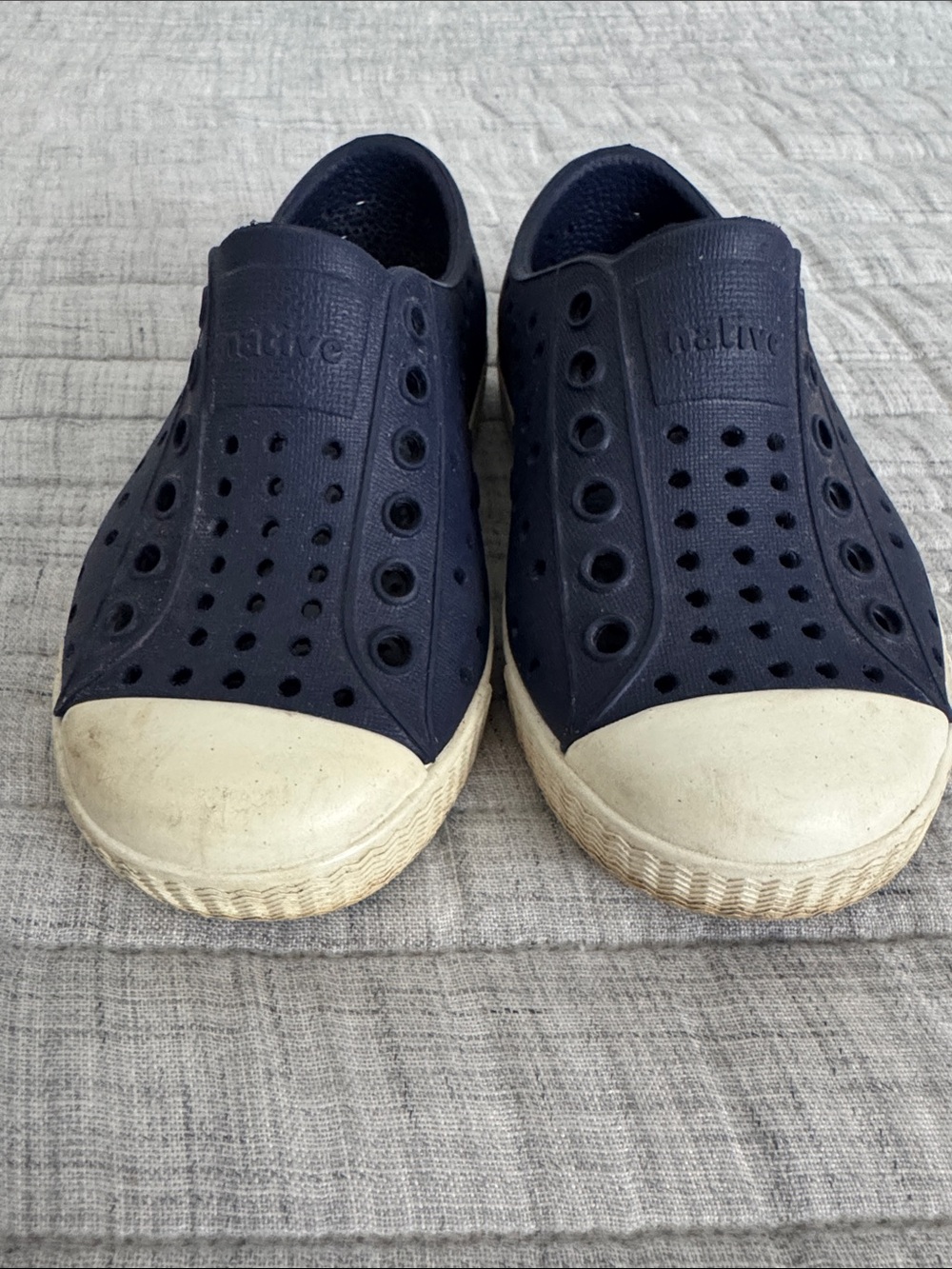 Native Kids Slip-On Water Shoe in Navy with White Toe